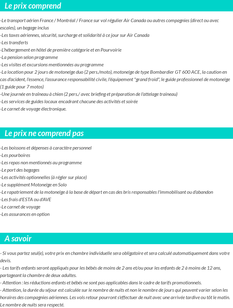 Conditions tarifaires