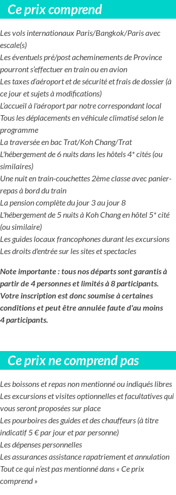 Conditions tarifaires