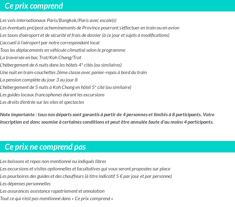 Conditions tarifaires