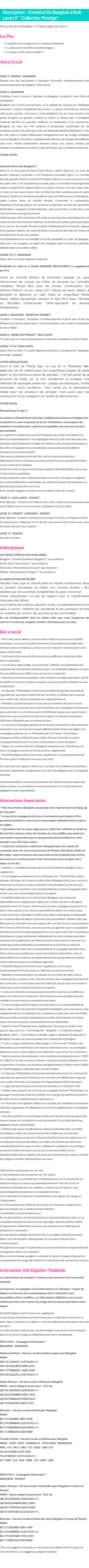 Détails du séjour