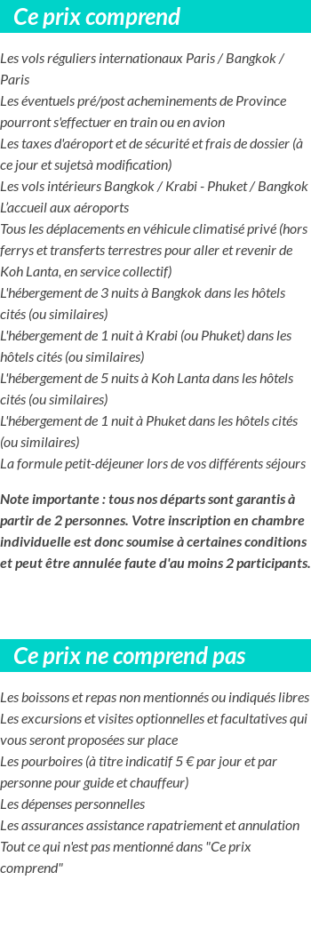 Conditions tarifaires