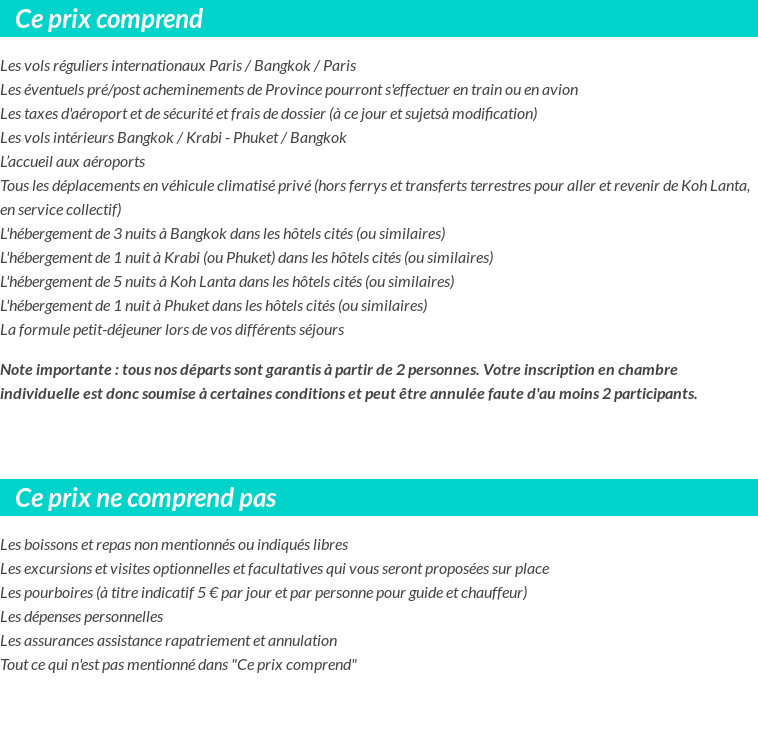 Conditions tarifaires