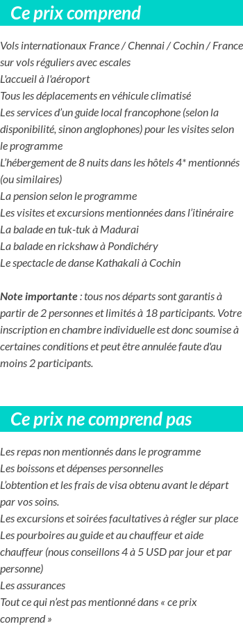 Conditions tarifaires