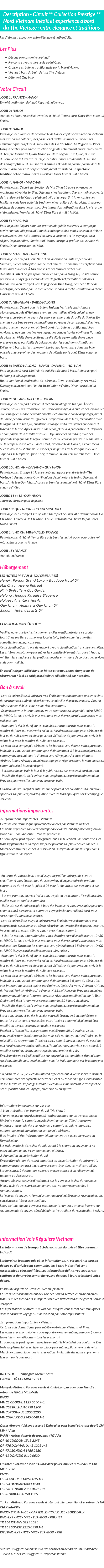 Détails du séjour