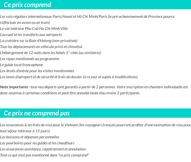 Conditions tarifaires