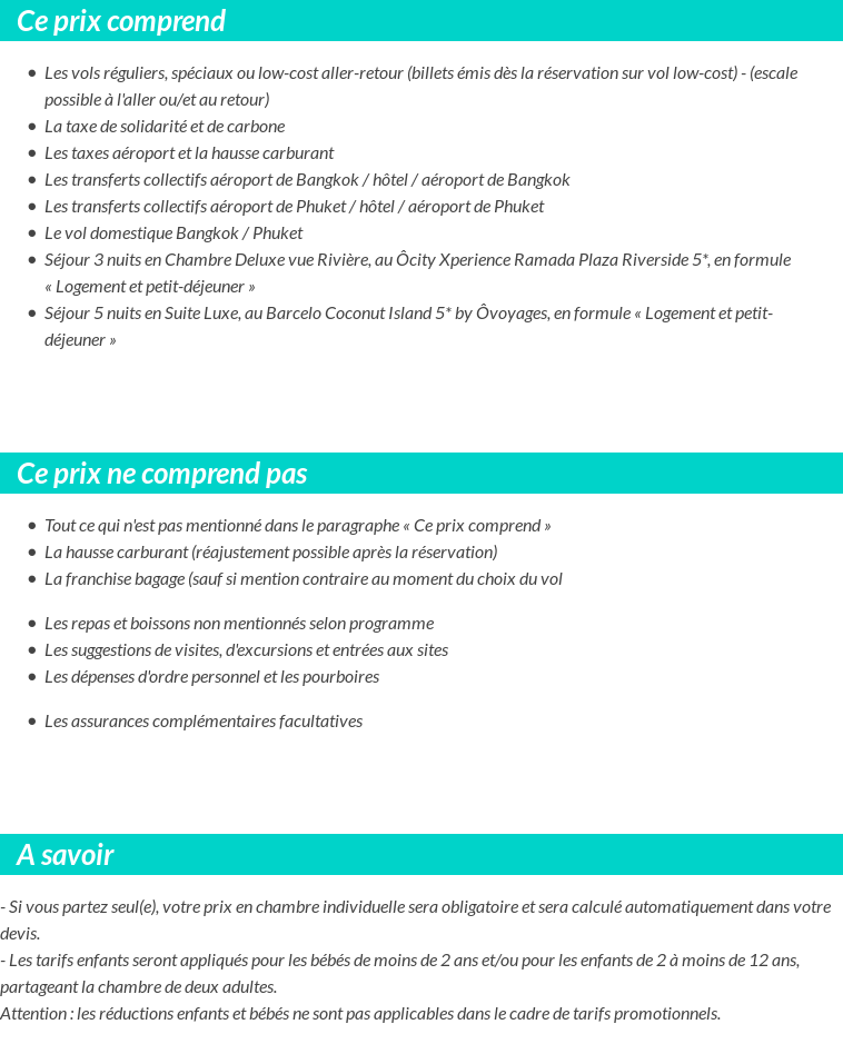 Conditions tarifaires