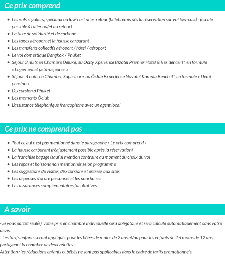 Conditions tarifaires