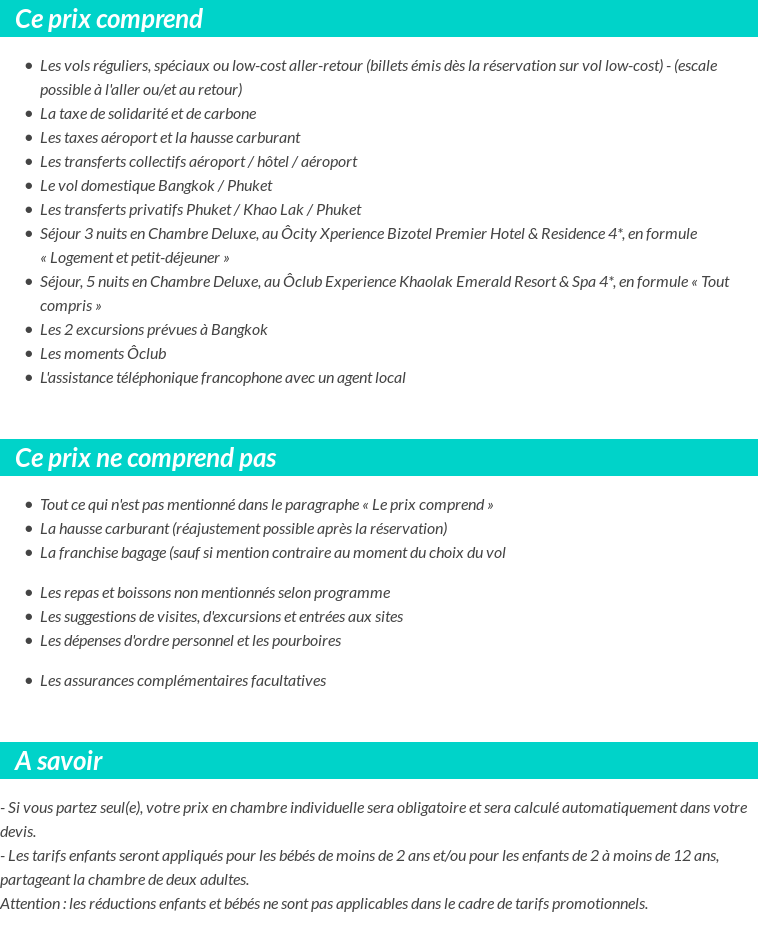 Conditions tarifaires
