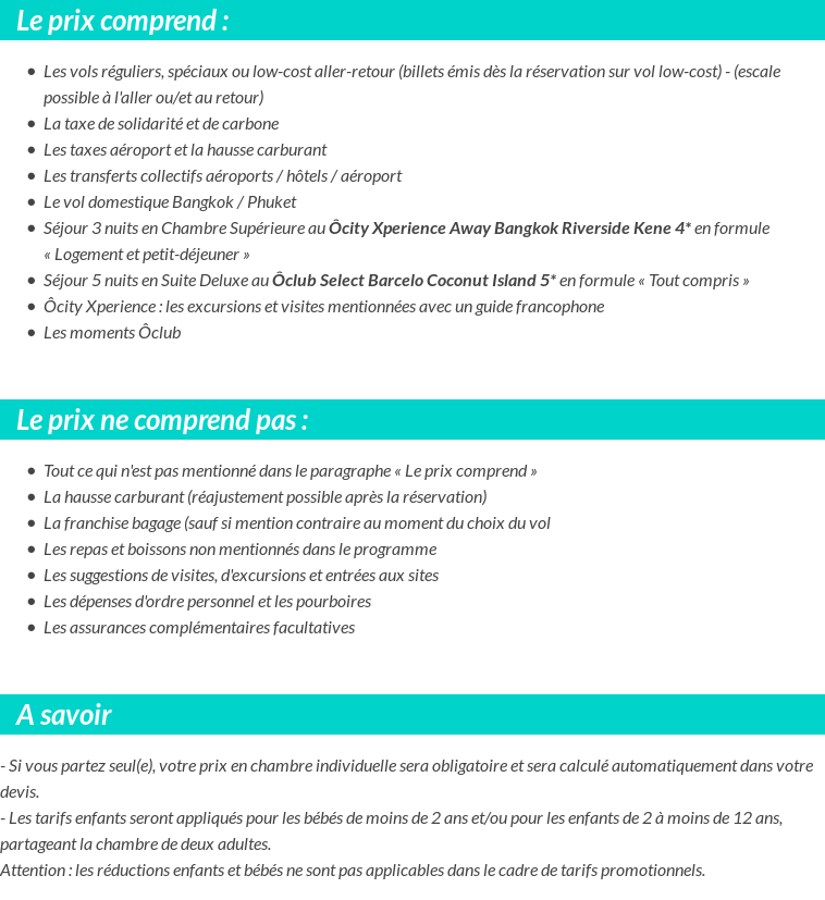 Conditions tarifaires