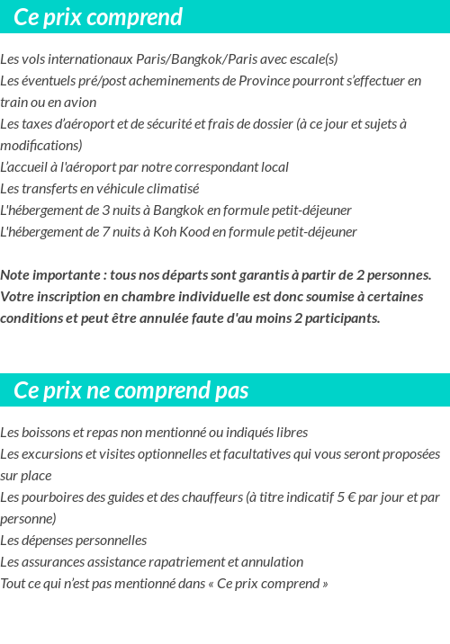 Conditions tarifaires