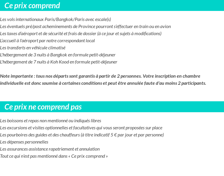 Conditions tarifaires