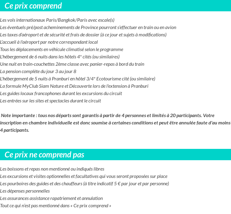 Conditions tarifaires