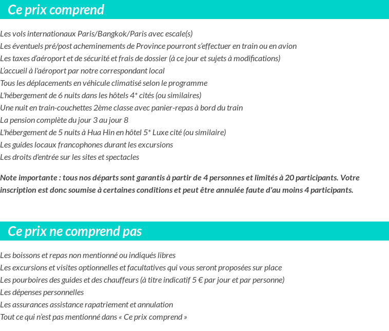 Conditions tarifaires