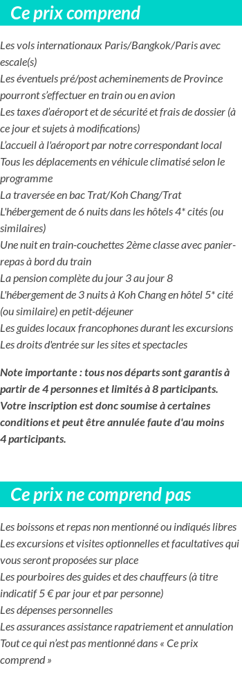 Conditions tarifaires