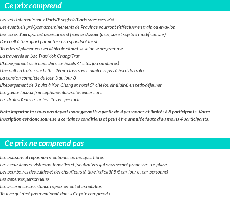 Conditions tarifaires