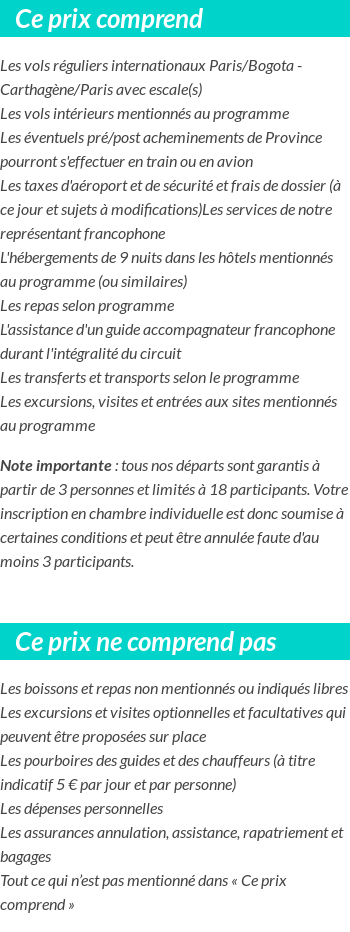 Conditions tarifaires