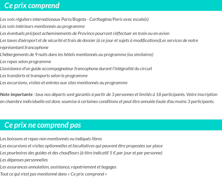Conditions tarifaires