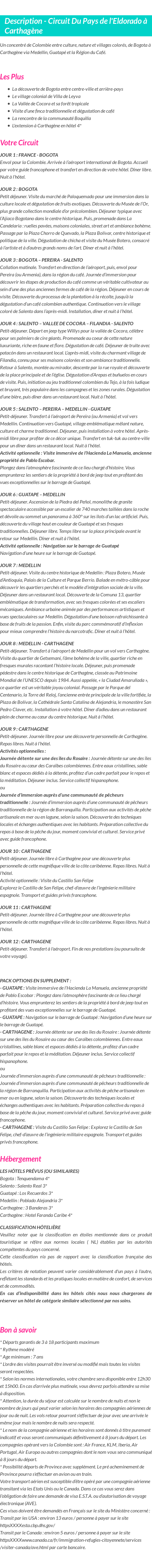Détails du séjour