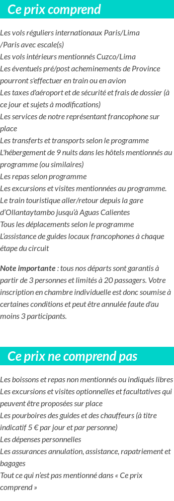 Conditions tarifaires