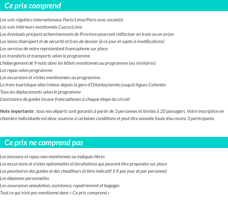 Conditions tarifaires
