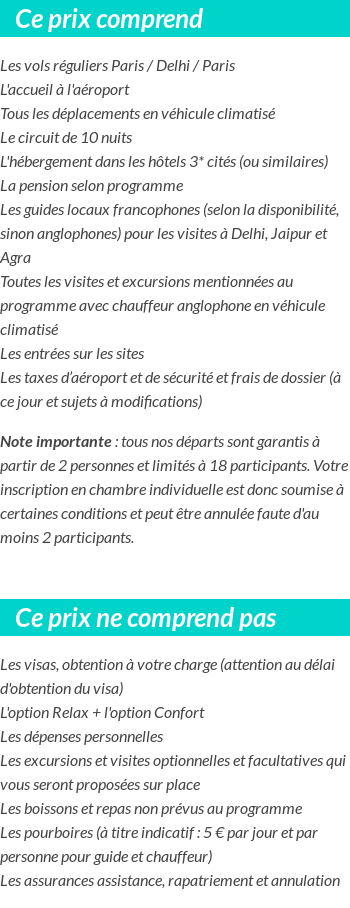 Conditions tarifaires