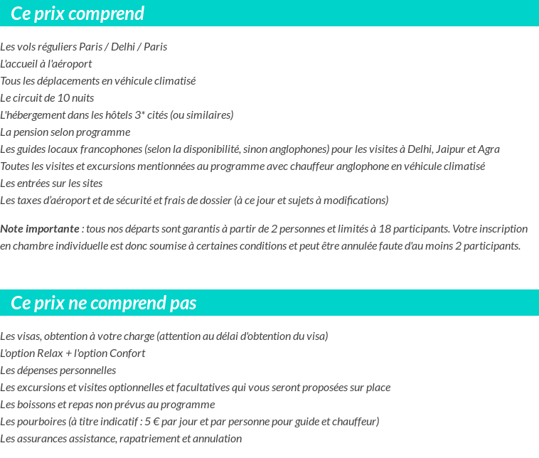 Conditions tarifaires