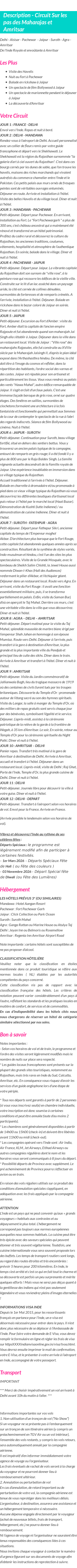 Détails du séjour