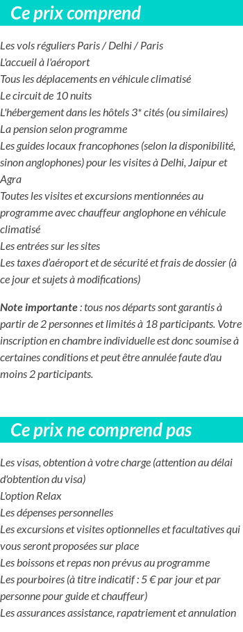 Conditions tarifaires