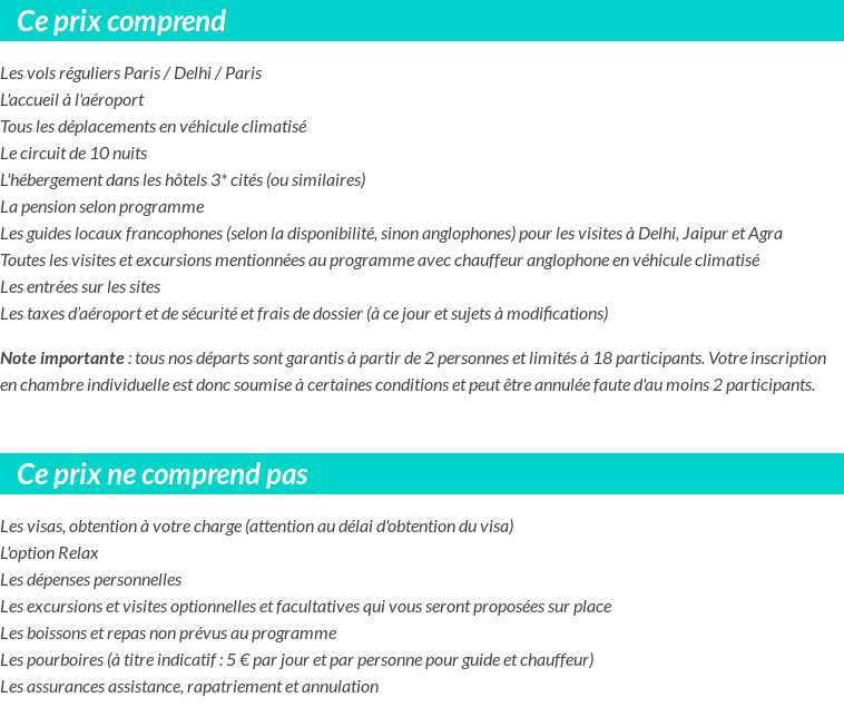 Conditions tarifaires