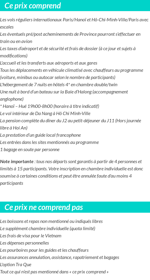 Conditions tarifaires