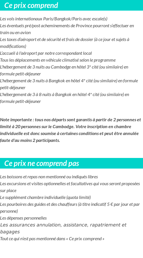 Conditions tarifaires