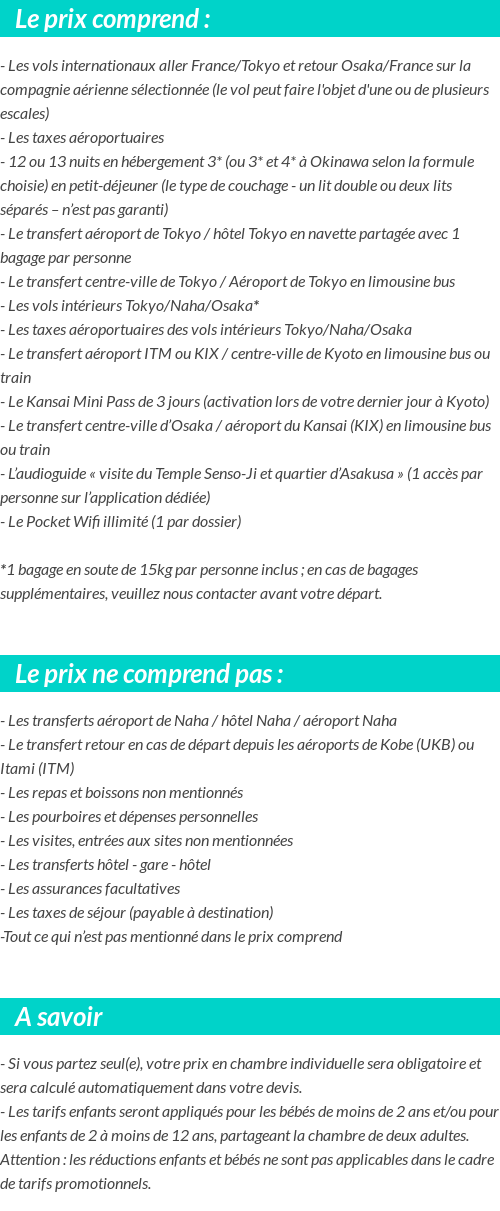 Conditions tarifaires