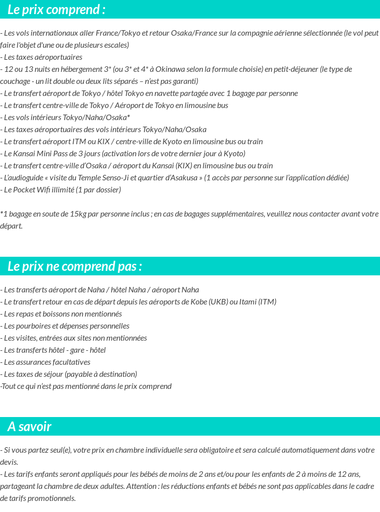 Conditions tarifaires