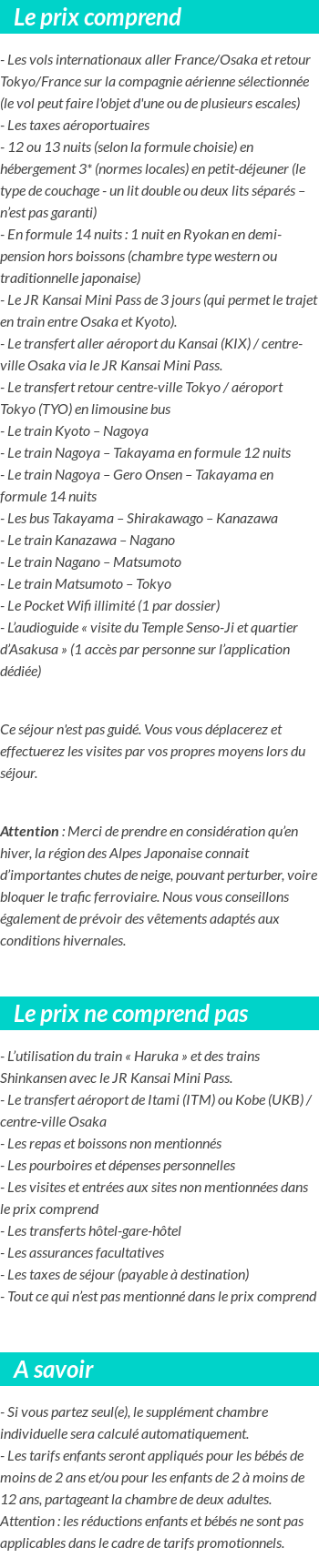 Conditions tarifaires