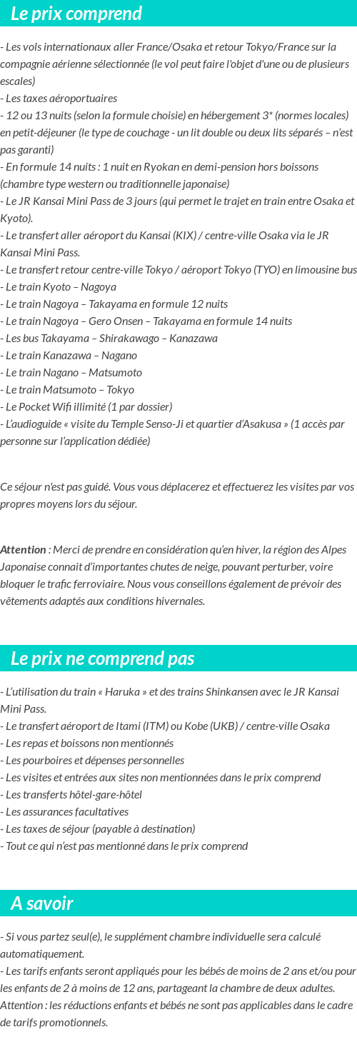 Conditions tarifaires