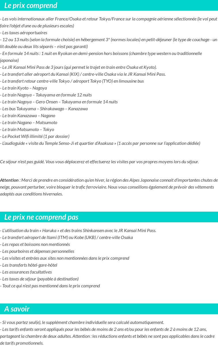 Conditions tarifaires