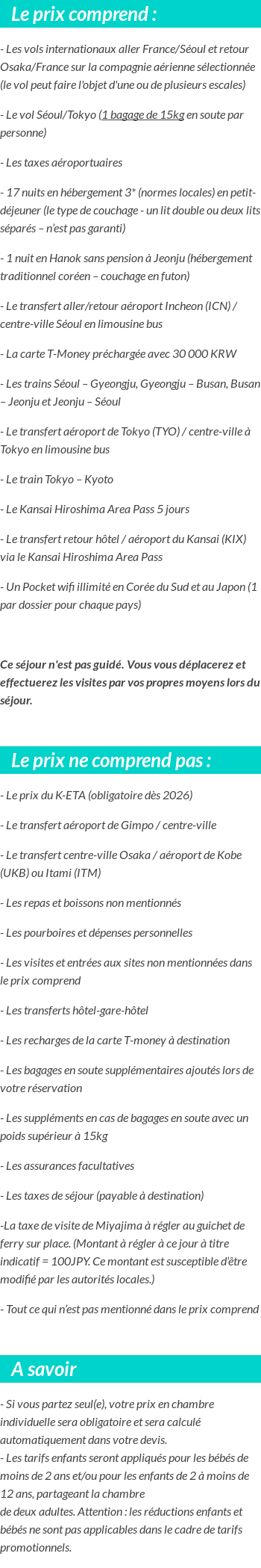 Conditions tarifaires