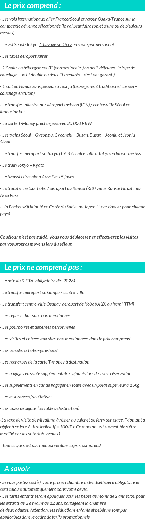 Conditions tarifaires