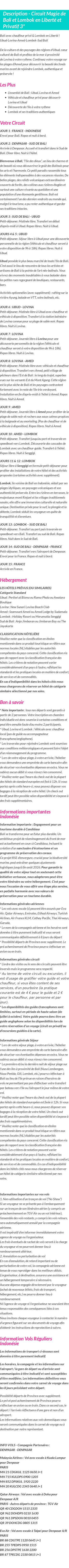 Détails du séjour