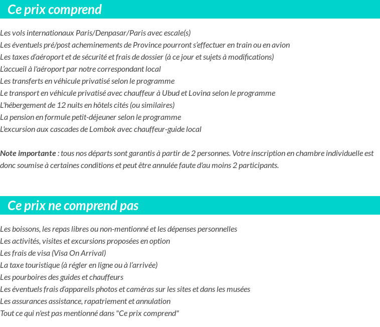 Conditions tarifaires