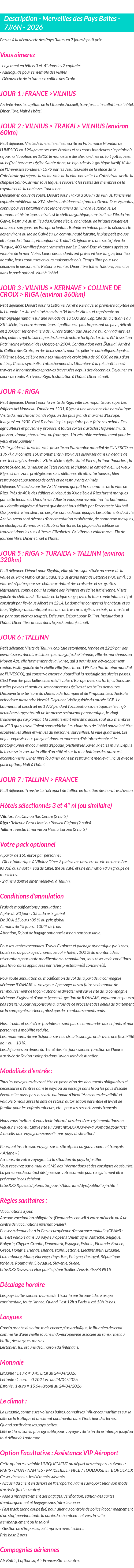 Détails du séjour