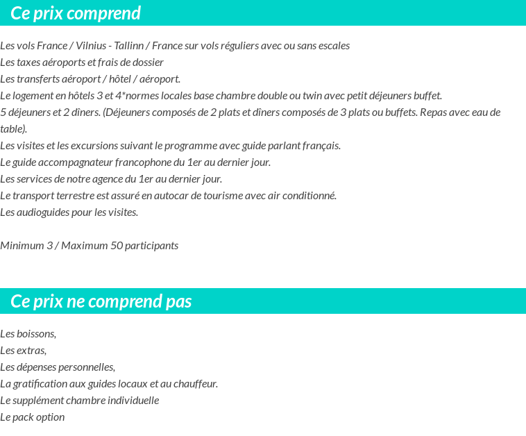Conditions tarifaires