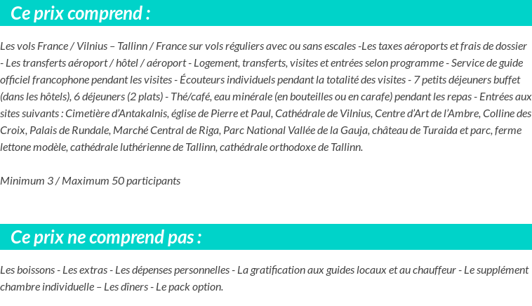 Conditions tarifaires