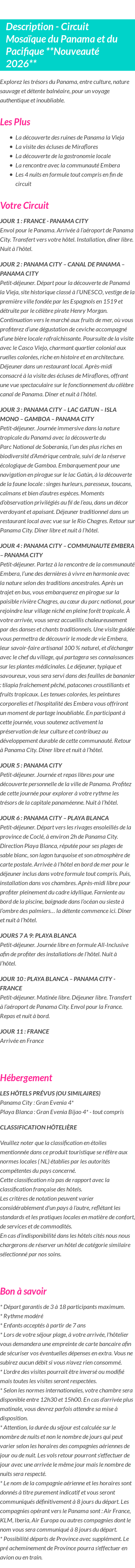 Détails du séjour