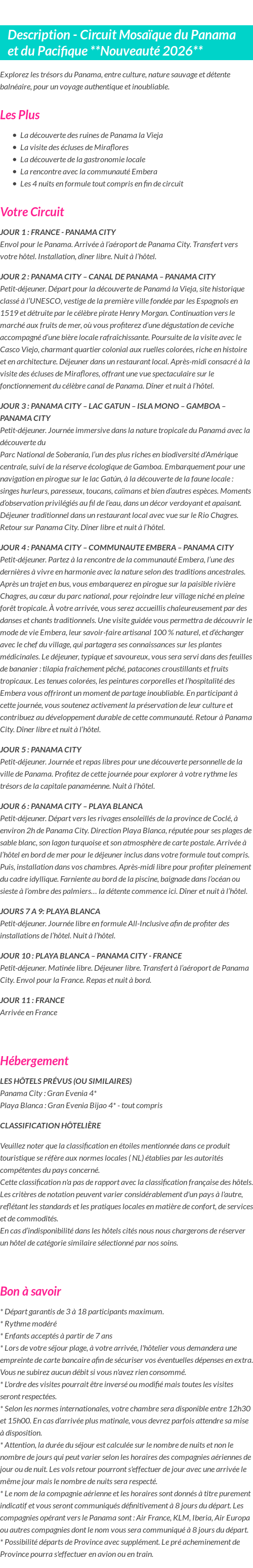 Détails du séjour