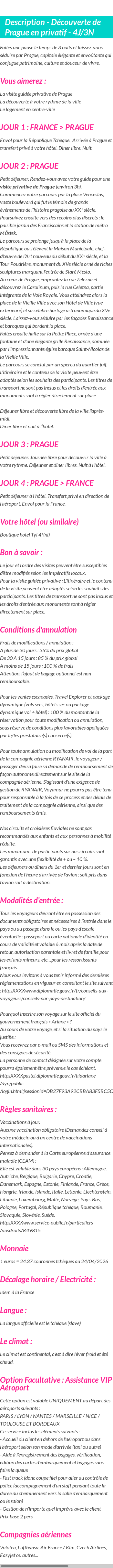 Détails du séjour