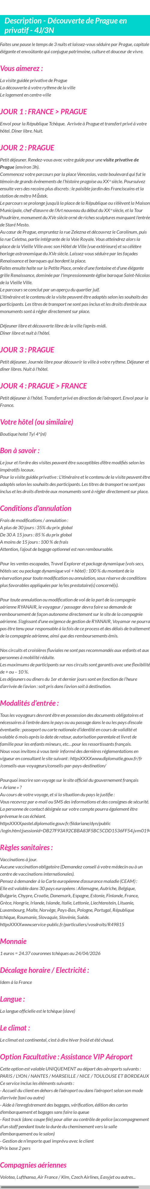 Détails du séjour