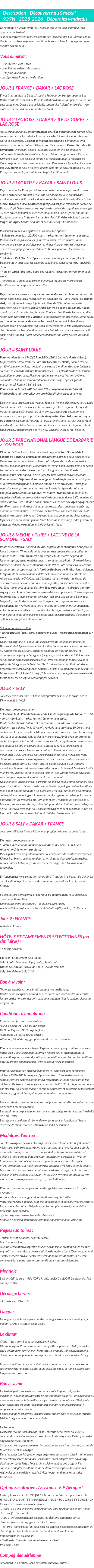 Détails du séjour