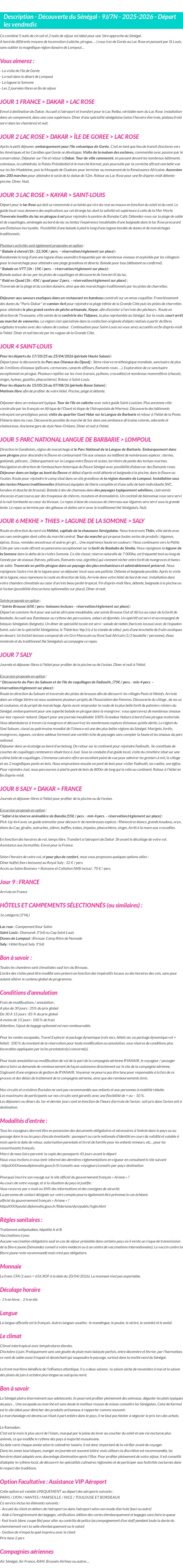 Détails du séjour