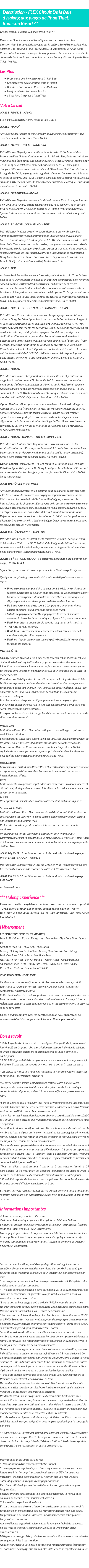 Détails du séjour